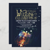 ロマンチックなナイトライトメイソンのジャー結婚式の招待 招待状 (正面/裏面)