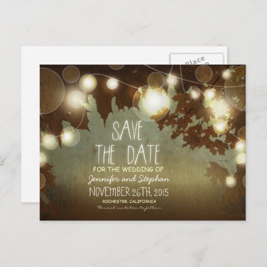 ロマンチックなナイトライトヴィンテージは日付を保存 案内ポストカード (正面/裏面)