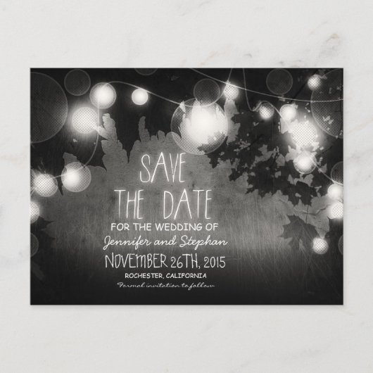 ロマンチックなナイトライトヴィンテージは日付を保存 案内ポストカード (正面)