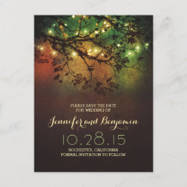 ロマンチックなナイトライト素朴な日付を保存 案内ポストカード