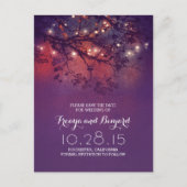 ロマンチックなナイトライト紫の素朴な日付を保存 案内ポストカード (正面)