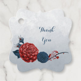 ロマンチックなネイビーとバーガンディの花のラベル フェイバータグ