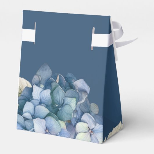 ロマンチックなネイビーの水彩アジサイの花 フェイバーボックス (裏面サイド)