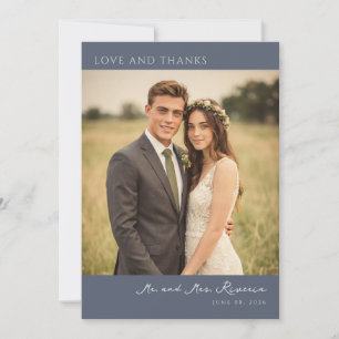 ロマンチックなネイビーの結婚式の写真 サンキューカード
