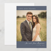 ロマンチックなネイビーの結婚式の写真 サンキューカード (正面/裏面)