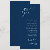 ロマンチックなネイビースクリプトプレイス設定サンキューカード プログラム (正面/裏面)