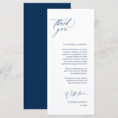ロマンチックなネイビースクリプトプレイス設定サンキューカード プログラム (正面/裏面)