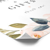 ロマンチックなネイビーブルーフローラカードとギフトサイン ポスター (角)