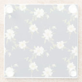 ロマンチックなネイビーブルーホワイトフローラ結婚ズ ガラスコースター (裏面)