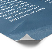 ロマンチックなネイビーブルー大理石幾何学書 ポスター (角)