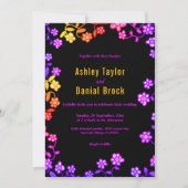 ロマンチックなネオンカラーバラグローフローラ結婚ズ 招待状 (正面)