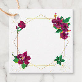 ロマンチックなハイビスカスフラワージオメトリックメッセージカード フェイバータグ