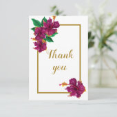 ロマンチックなハイビスカス花の植物サンキューカード サンキューカード (スタンド正面)