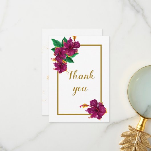 ロマンチックなハイビスカス花の植物サンキューカード サンキューカード (正面/裏面インサイチュ)