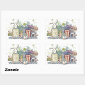 ロマンチックなハッピーイースターバニーグリーティングキュート文字 長方形シール (シート)