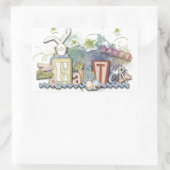 ロマンチックなハッピーイースターバニーグリーティングキュート文字 長方形シール (バッグ)