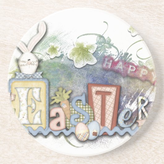 ロマンチックなハッピーイースターバニーグリーティングコースター コースター (正面)