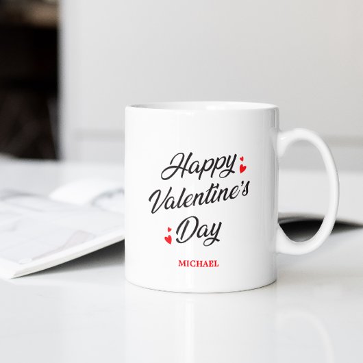 ロマンチックなハッピーバレンタインデー赤いハート エレガント コーヒーマグカップ