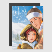 ロマンチックなハッピーホリデーズウィンターラブ磁気カード (正面/裏面)