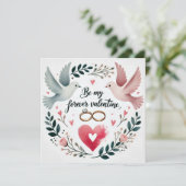 ロマンチックなハトと指輪のハートカード(花冠付き) シーズンカード (スタンド正面)