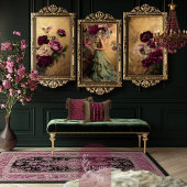 ロマンチックなハミングバード&バーガンディフローラオン金ゴールド 薄葉紙