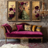 ロマンチックなハミングバード&バーガンディフローラオン金ゴールド 薄葉紙