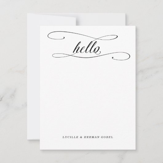 ロマンチックなハローカリグラフィーパーソナライズされた文房具 ノートカード (正面)