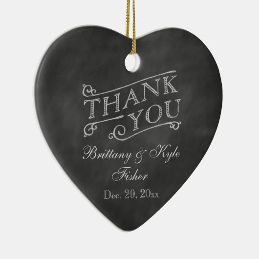 ロマンチックなハートありがとうChalkboard セラミックオーナメント (右)