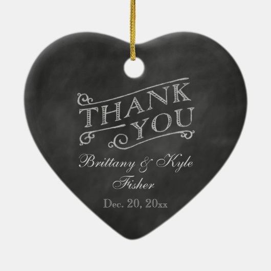 ロマンチックなハートありがとうChalkboard セラミックオーナメント (裏面)