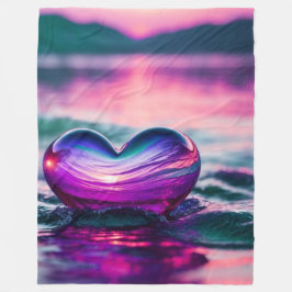 「ロマンチックなハートが水面に浮かぶ」 フリースブランケット