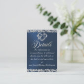 ロマンチックなハートとグリッター、ブルーのQRコード エンクロージャーカード (スタンド正面)