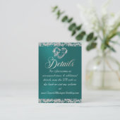 ロマンチックなハートとグリッター、QRコードのティール(緑がかった色) エンクロージャーカード (スタンド正面)