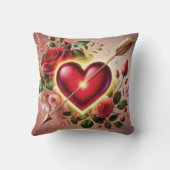 ロマンチックなハートとバラと金ゴールド クッション (裏面)