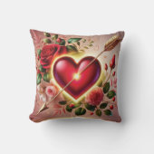 ロマンチックなハートとバラと金ゴールド クッション (正面)