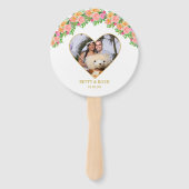 ロマンチックなハートとピンクの花 ハンドファン (裏面)