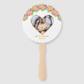 ロマンチックなハートとピンクの花 ハンドファン (正面)