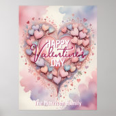 ロマンチックなハートとフローラバレンタインデー ポスター (正面)
