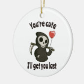 ロマンチックなハートと可愛い死神 セラミックオーナメント (左)