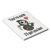 ロマンチックなハートと可愛い死神 ノートパッド (アングル)