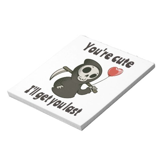 ロマンチックなハートと可愛い死神 ノートパッド (回転)