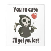 ロマンチックなハートと可愛い死神 ノートパッド (正面)