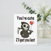 ロマンチックなハートと可愛い死神 ポストカード (スタンド正面)