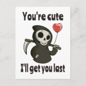 ロマンチックなハートと可愛い死神 ポストカード (正面)