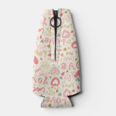 ロマンチックなハートと唇のパターン ボトルクーラー (裏面)