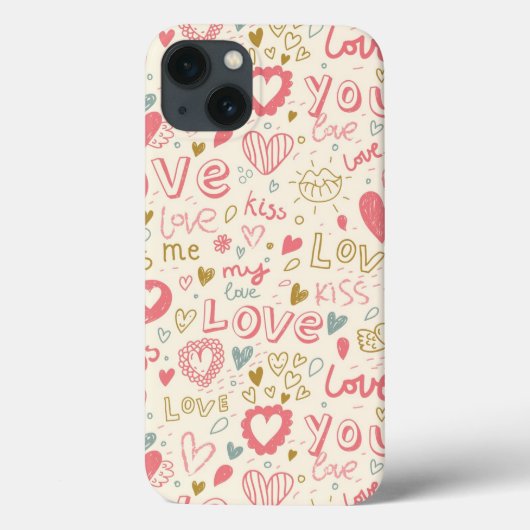 ロマンチックなハートと唇のパターン Case-Mate iPhoneケース (裏面)
