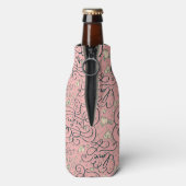 ロマンチックなハートと鳥のパターン ボトルクーラー (ボトル裏面)
