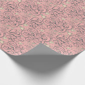 ロマンチックなハートと鳥のパターン ラッピングペーパー (角)