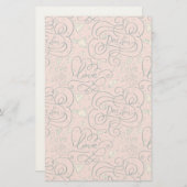 ロマンチックなハートと鳥のパターン 便箋 (正面/裏面)