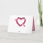 ロマンチックなハートのピンクの花 カード (裏面)