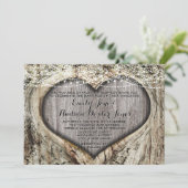 ロマンチックなハートの木の幹の森結婚の 招待状 (スタンド正面)